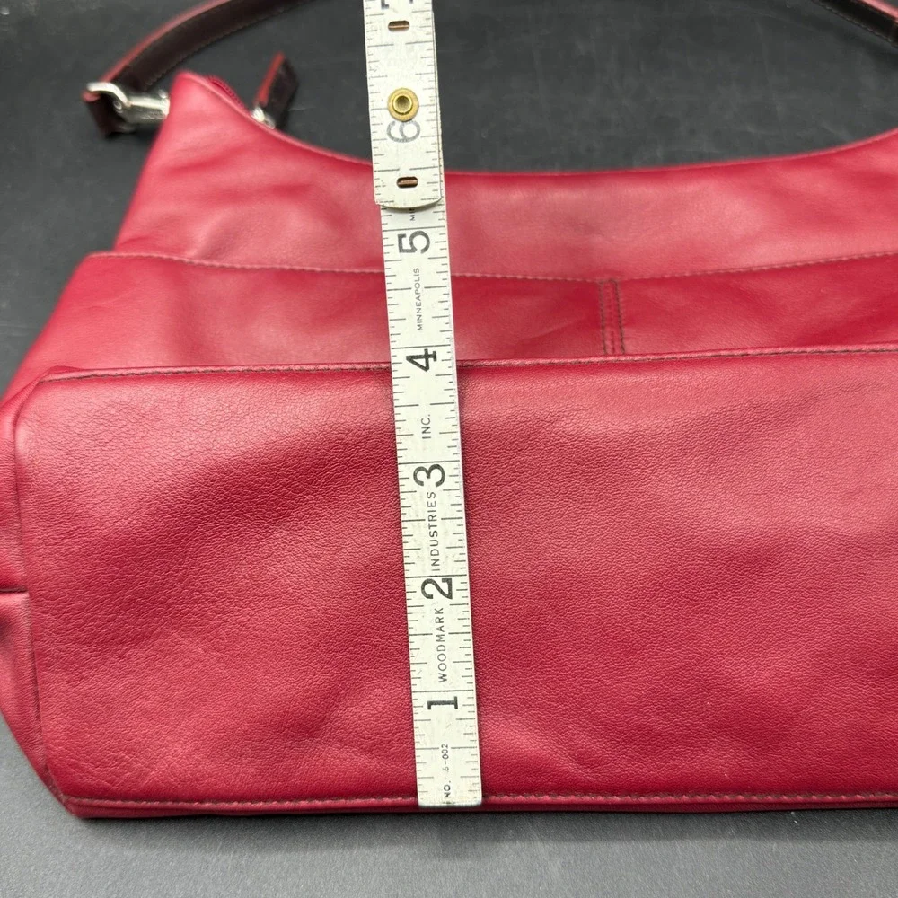 Lauren Ralph Lauren Red Leather Hobo‎ Shoulder Bag Purse Front Pocket RL Logo